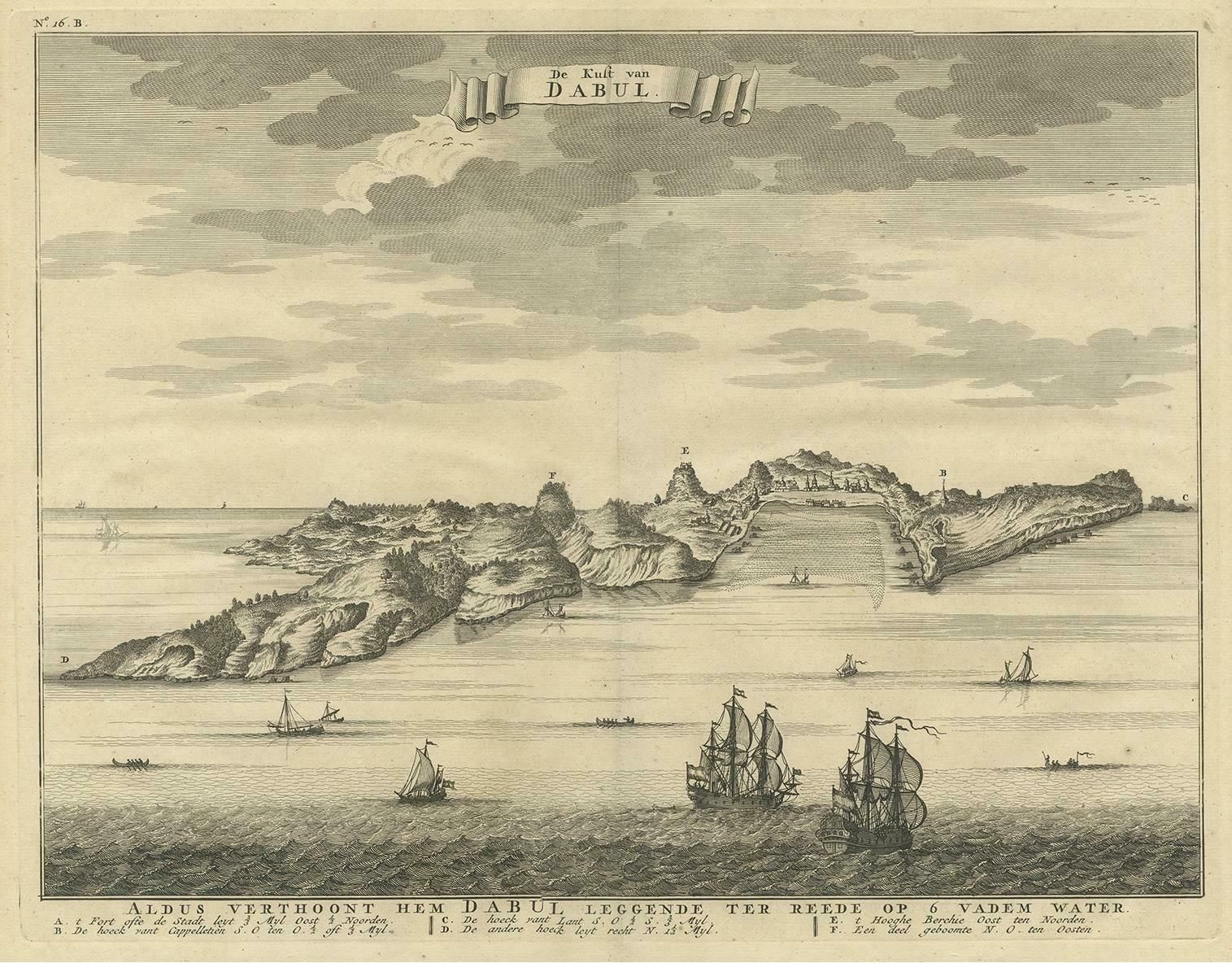 Antique Print Of The Coast Of Dabhol 'India', 1726 photo furniture