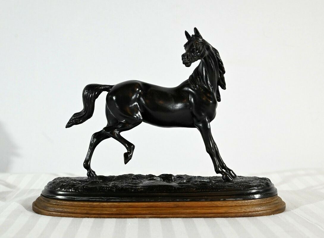 Horse In Regulates On Wooden Base – Early 20th Century