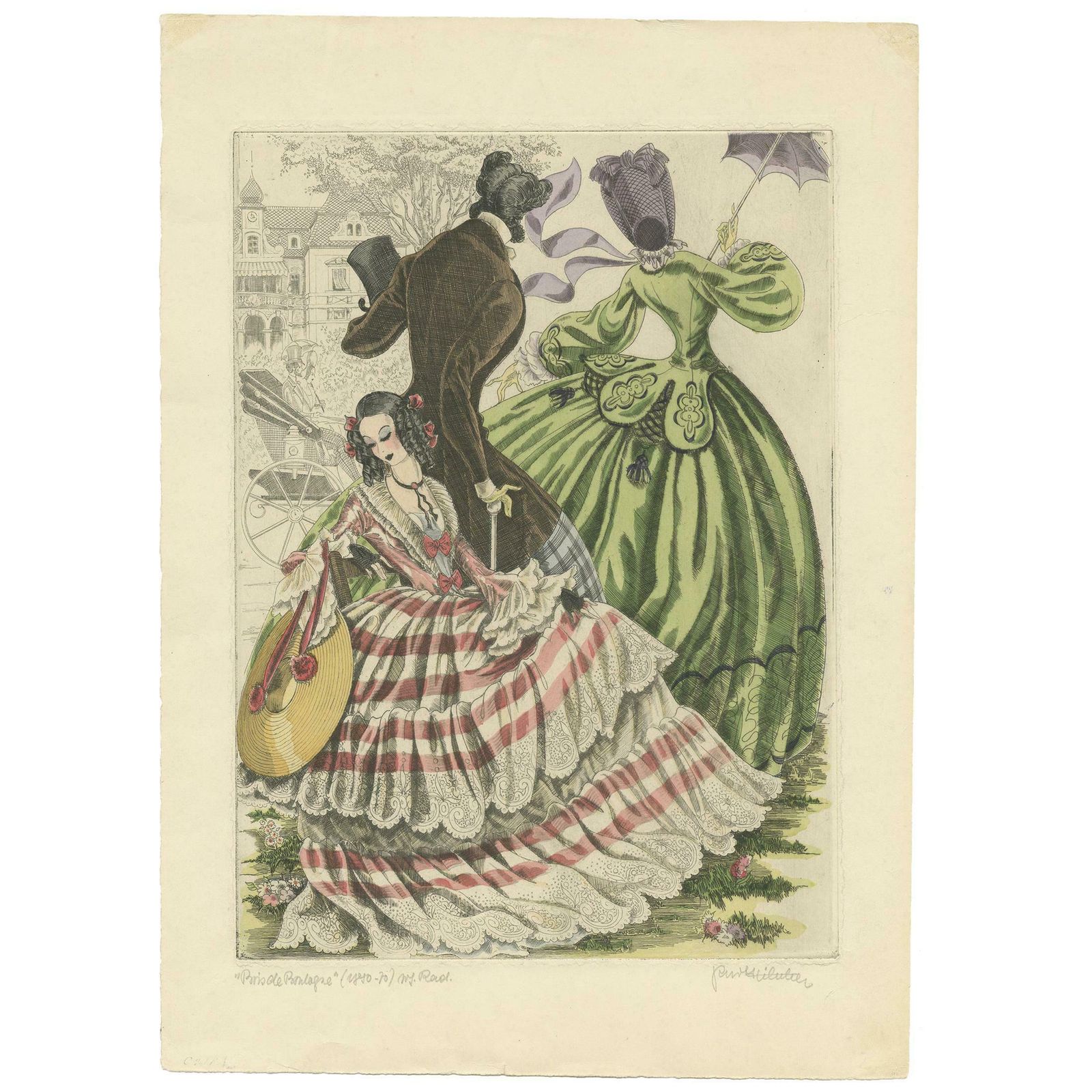 Antique Fashion Print By Kurt Hilscher, Circa 1930