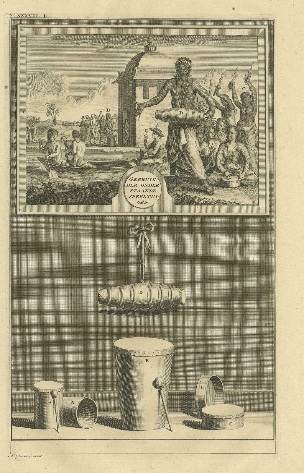 Antique Print Of Various Drums By Valentijn '1726' photo furniture