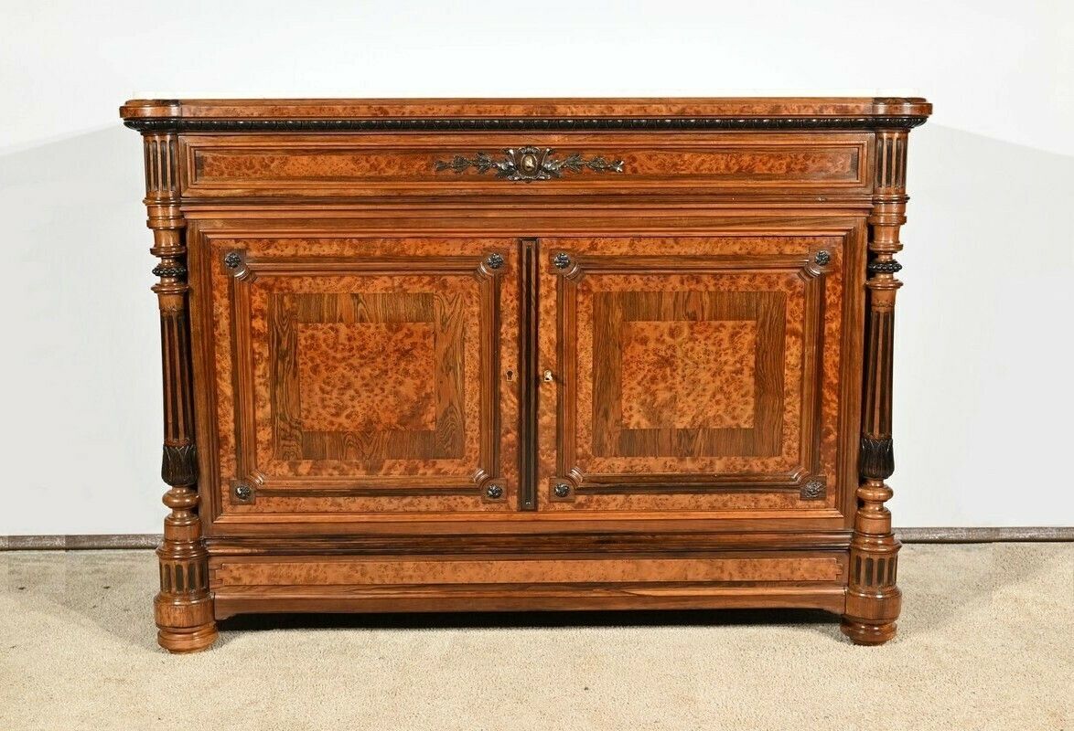 Commode Buffet In Amboyna Burl And Rosewood, Louis XVI Style – 2nd Part 19th