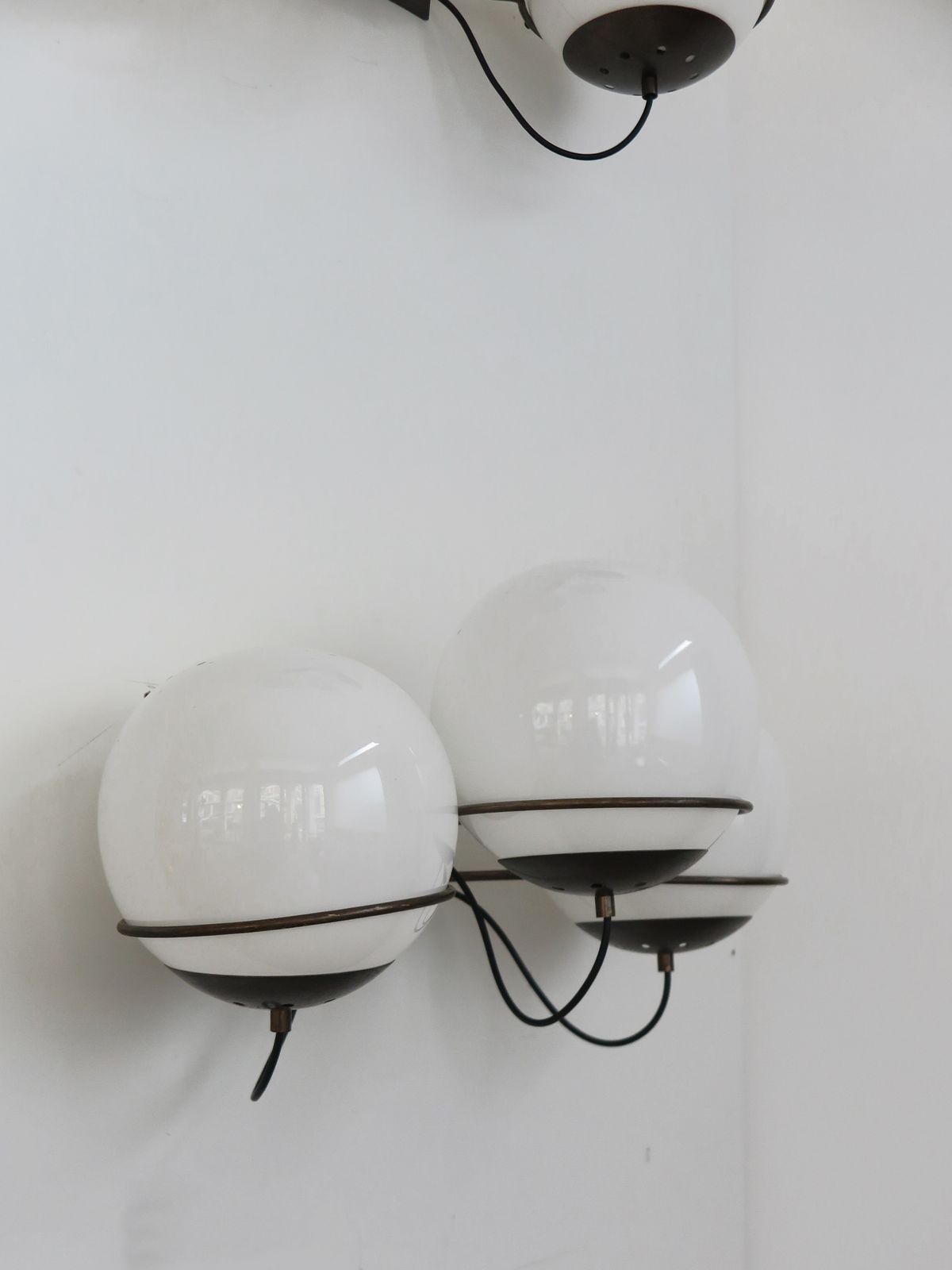 photo vintage Italian Candle Metal Glass Sconces Wall Lights Set Of Two, 1960s