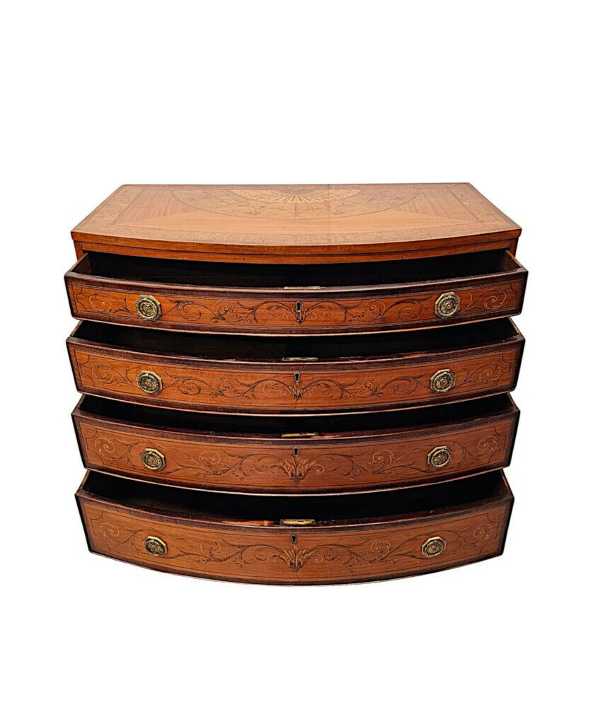 A Very Rare Early 19th Century Regency Bowfronted Chest Of Drawers photo buy