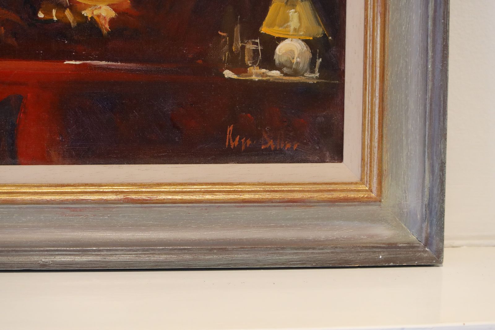 French Café Oil Painting By Roger Dellar photo for sale