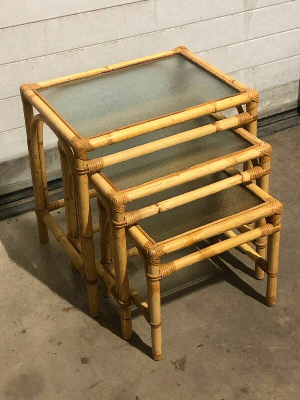photo buy Large Nest Of Vintage Bamboo Tables / Coffee Tables