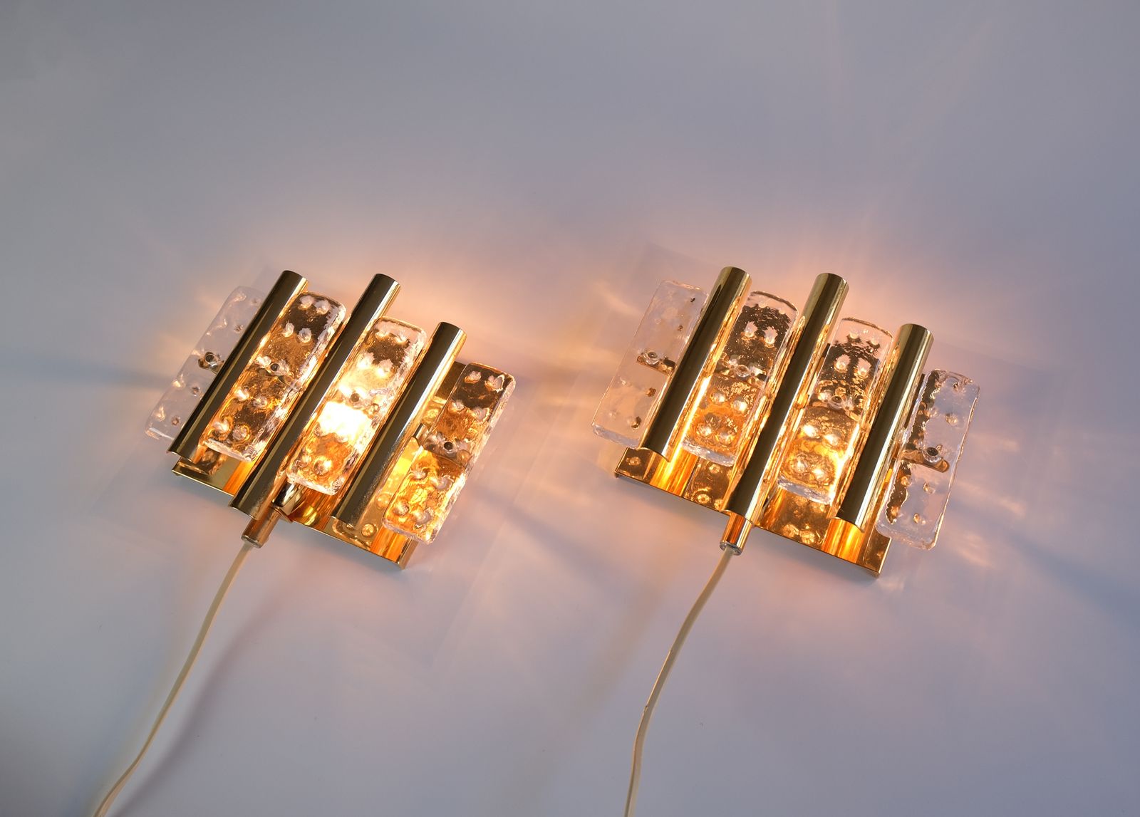 Pair Of Mid Century Carl Fagerlund Wall Lights For Orrefors, Sweden C.1960s photo vintage