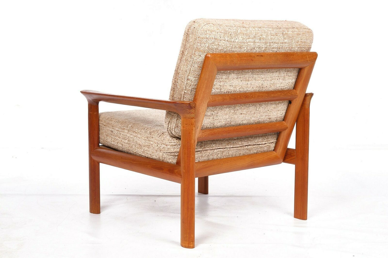 Easy Chair, Teakwood, Komford, Vintage, Wool Mid Century photo vinterior