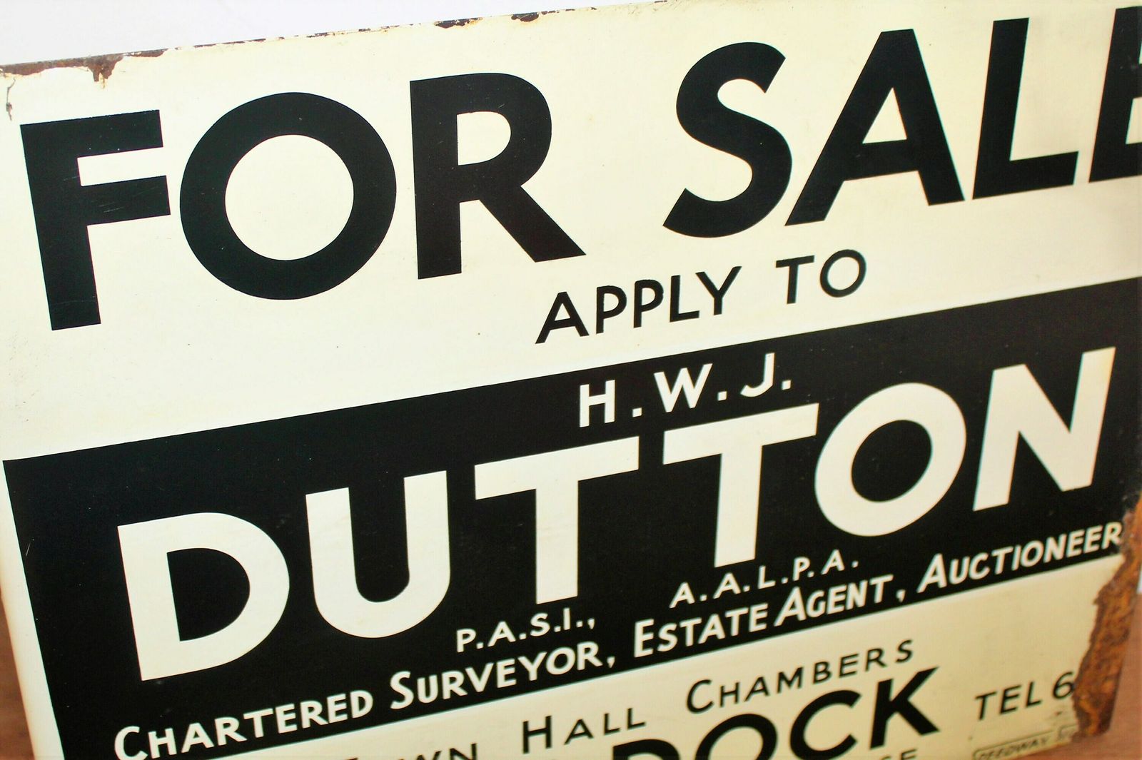Dutton Estate Agents Double Sided Tin Sign Advertising Mancave Enamel Garage Metal Vintage Retro Kitchen Antique photo Home Decor