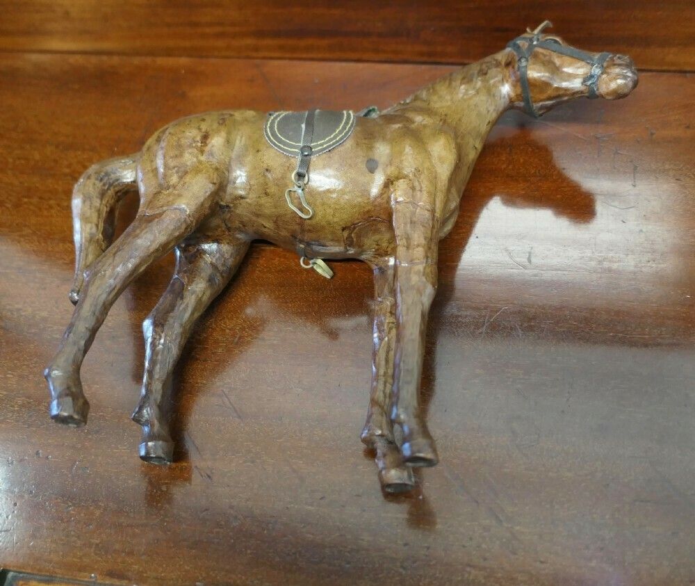 Arts And Crafts Leather Model Of A Horse photo vinterior