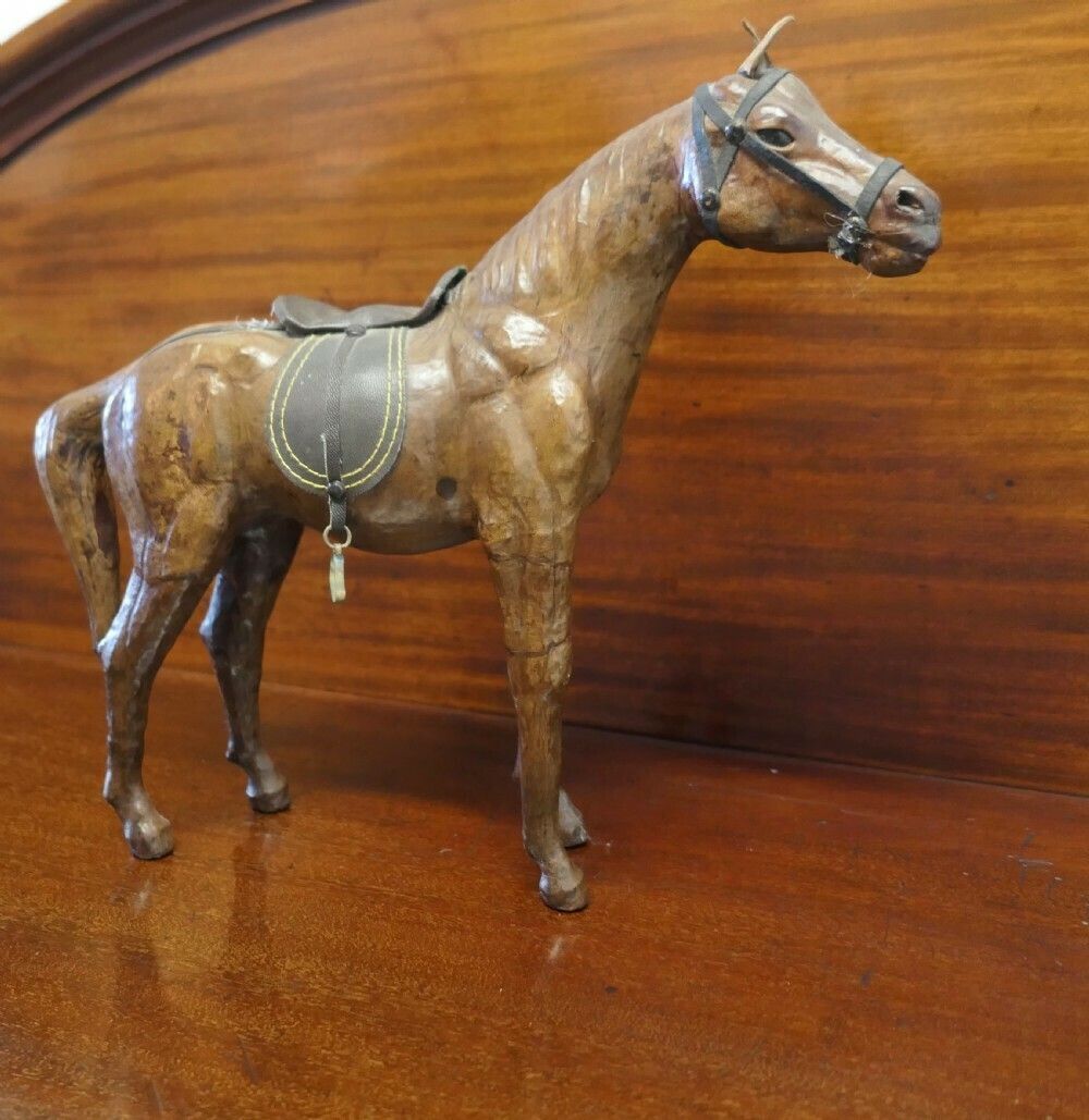 Arts And Crafts Leather Model Of A Horse photo vintage