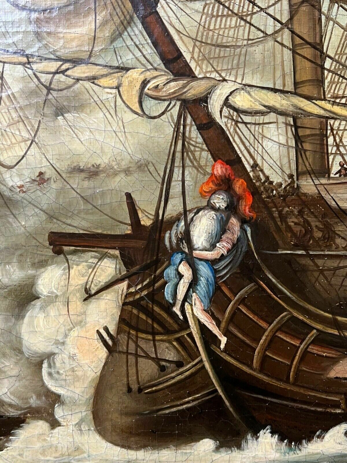 Large 19th Century Italian School Dino Fattori Man O War Battleship Oilpainting photo vinterior