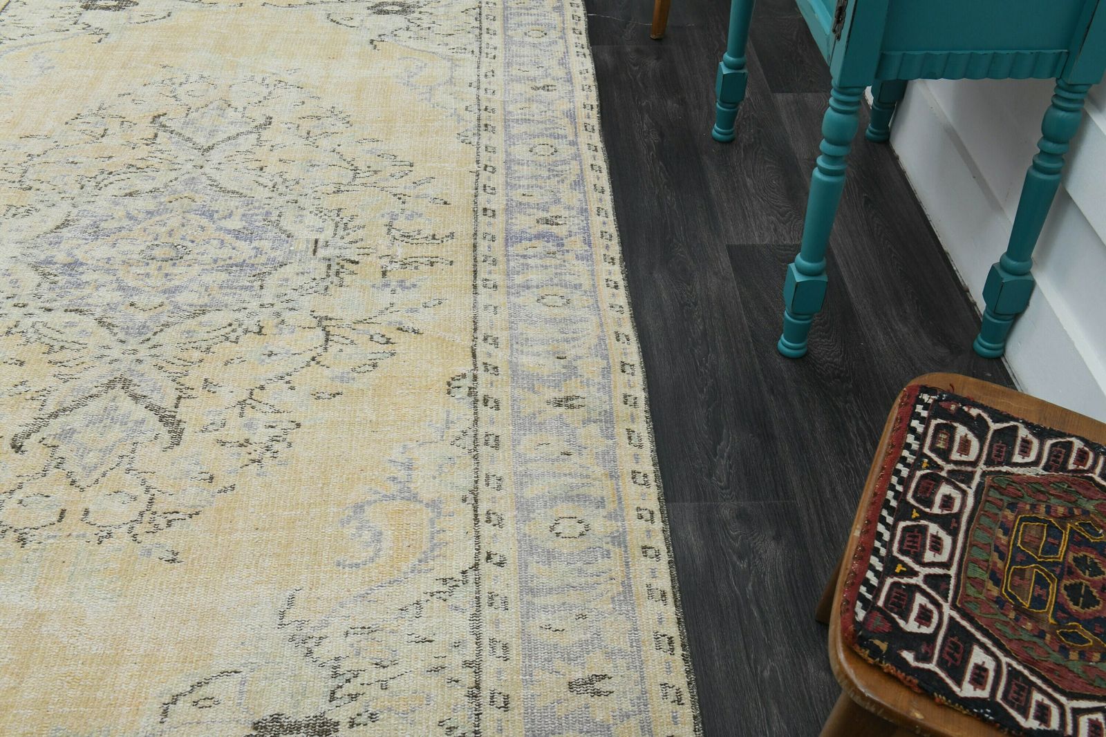 Turkish Rug Antique Rug Oushak Rug Home Decor Handmade Wool Rug Orange Blue Carpet Area Rug Neutral Rugs photo vinterior