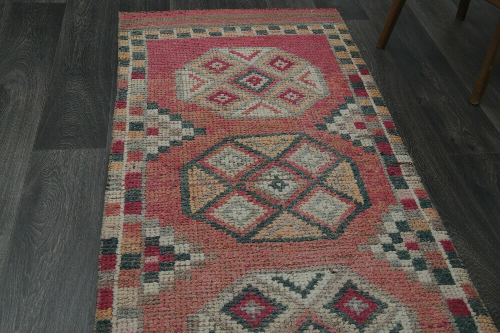 3x10 Pink Orange Rug, Turkish Rug, Vintage Rug, Oushak Rug, Wool, Handmade Rug, Kitchen Hallway Entryway Rug, Home Decor, Runner Rug photo furniture
