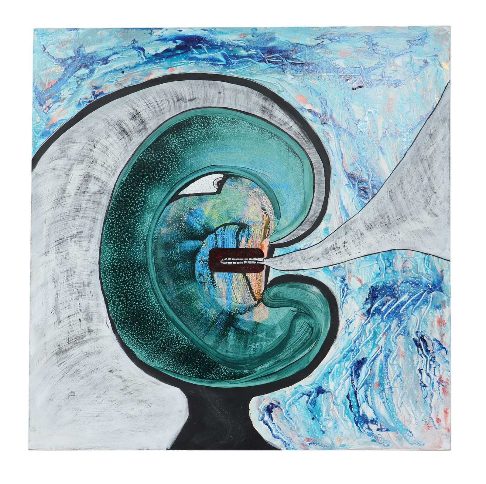 Smoke Head Mixed Media On Canvass By Terry Thomas