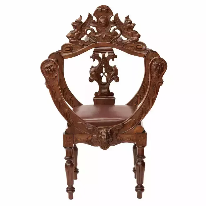 Carved, Richly Decorated Walnut Chair. 19th Century photo 1282.0