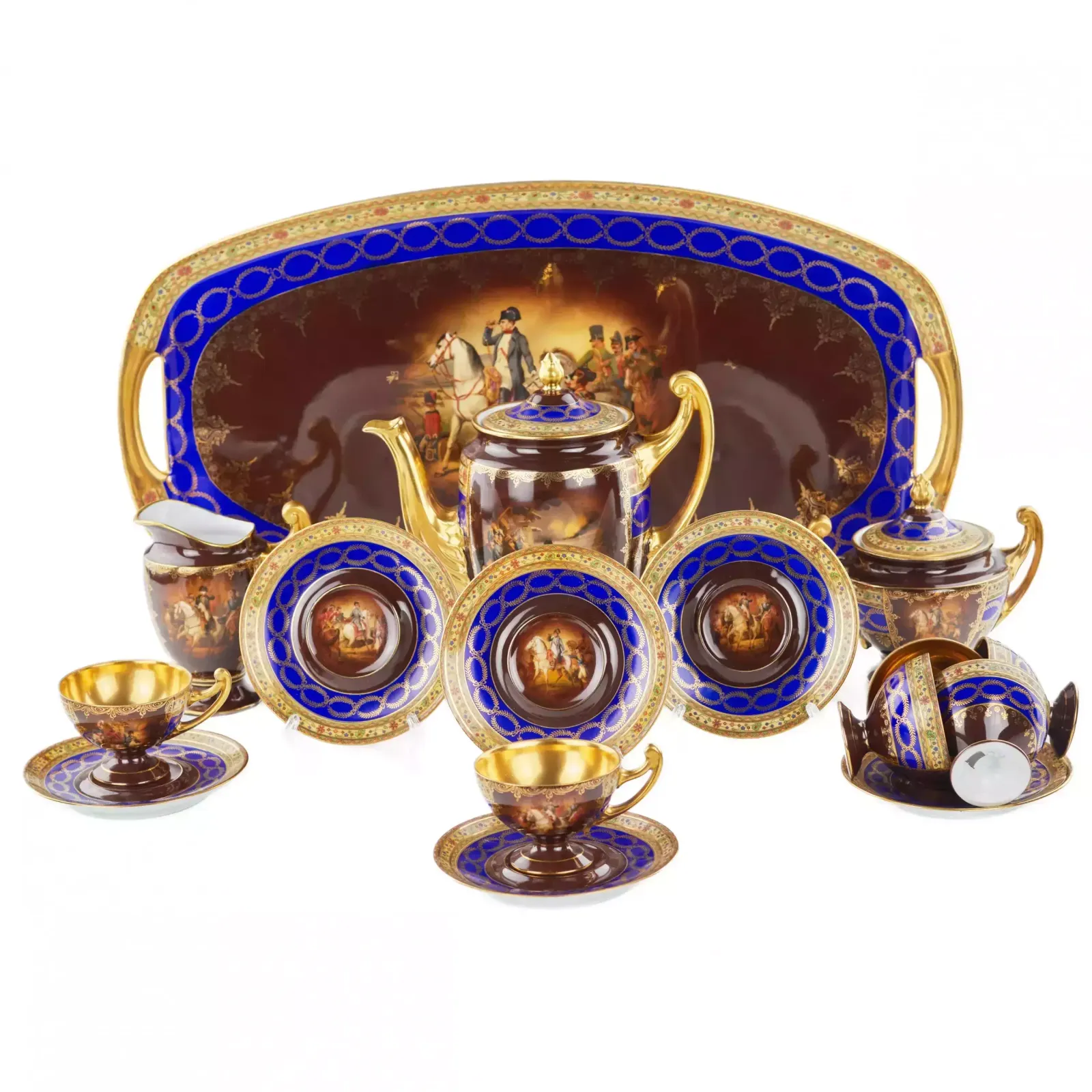 Coffee Service In The Empire Style With Scenes From The Life Of Napoleon. Friedrich Simon Carlsbad photo vintage