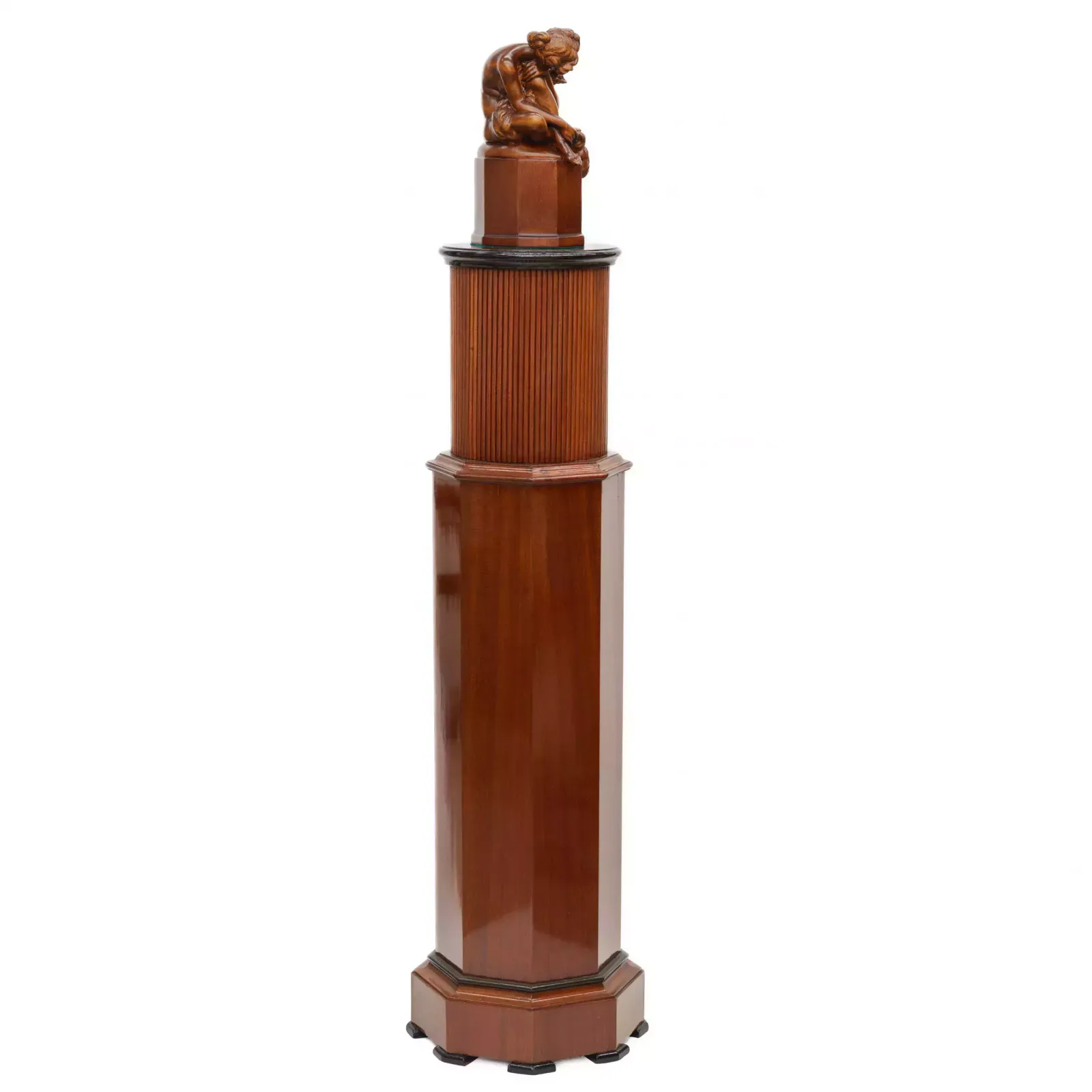 Console Column In Art Deco Style. With A Carved Figure Of A Nude Lady And A Fox. 20th Century. photo furniture