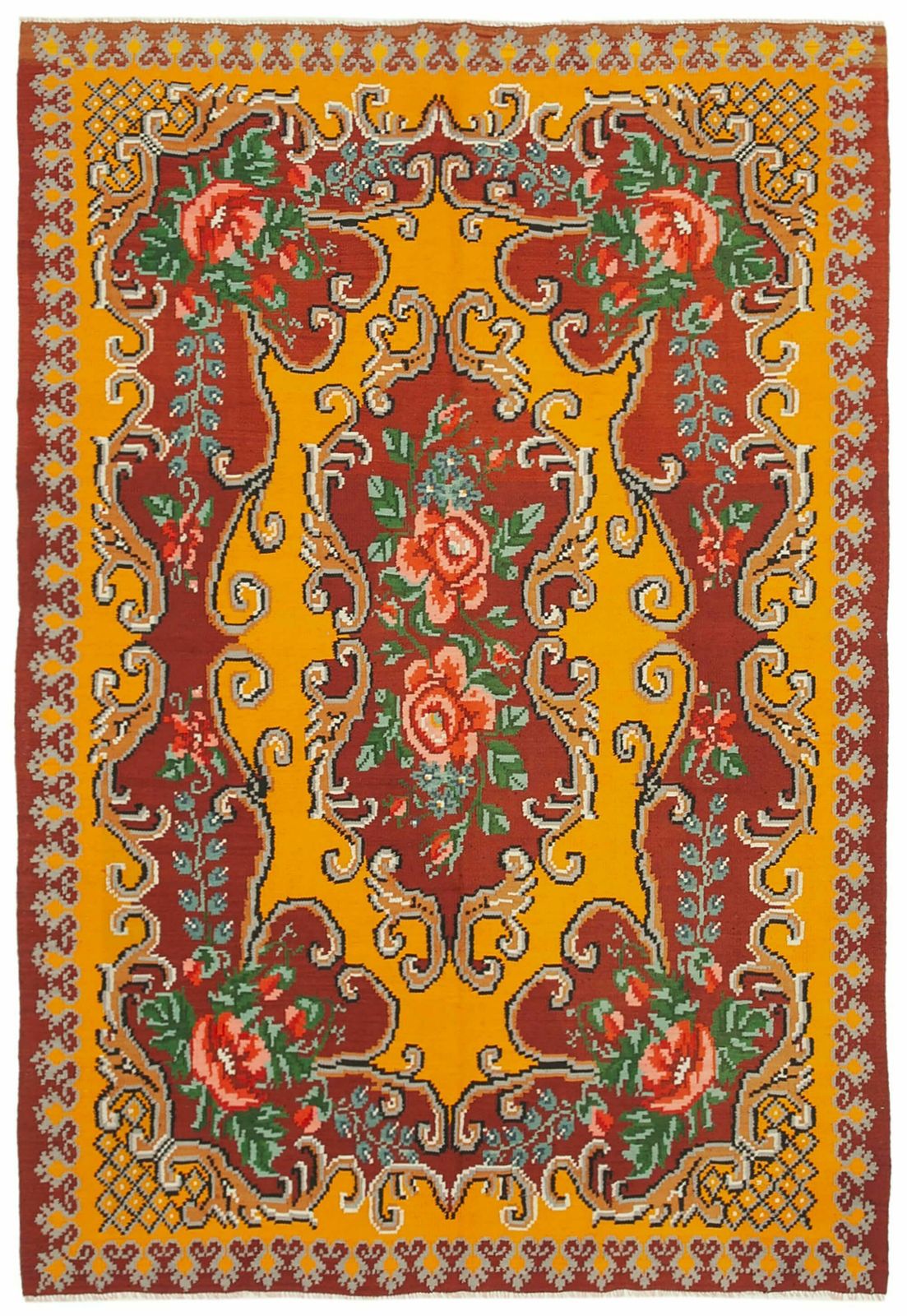 Red Vintage Moldovan Kilim Rug 192 X 275 Cm