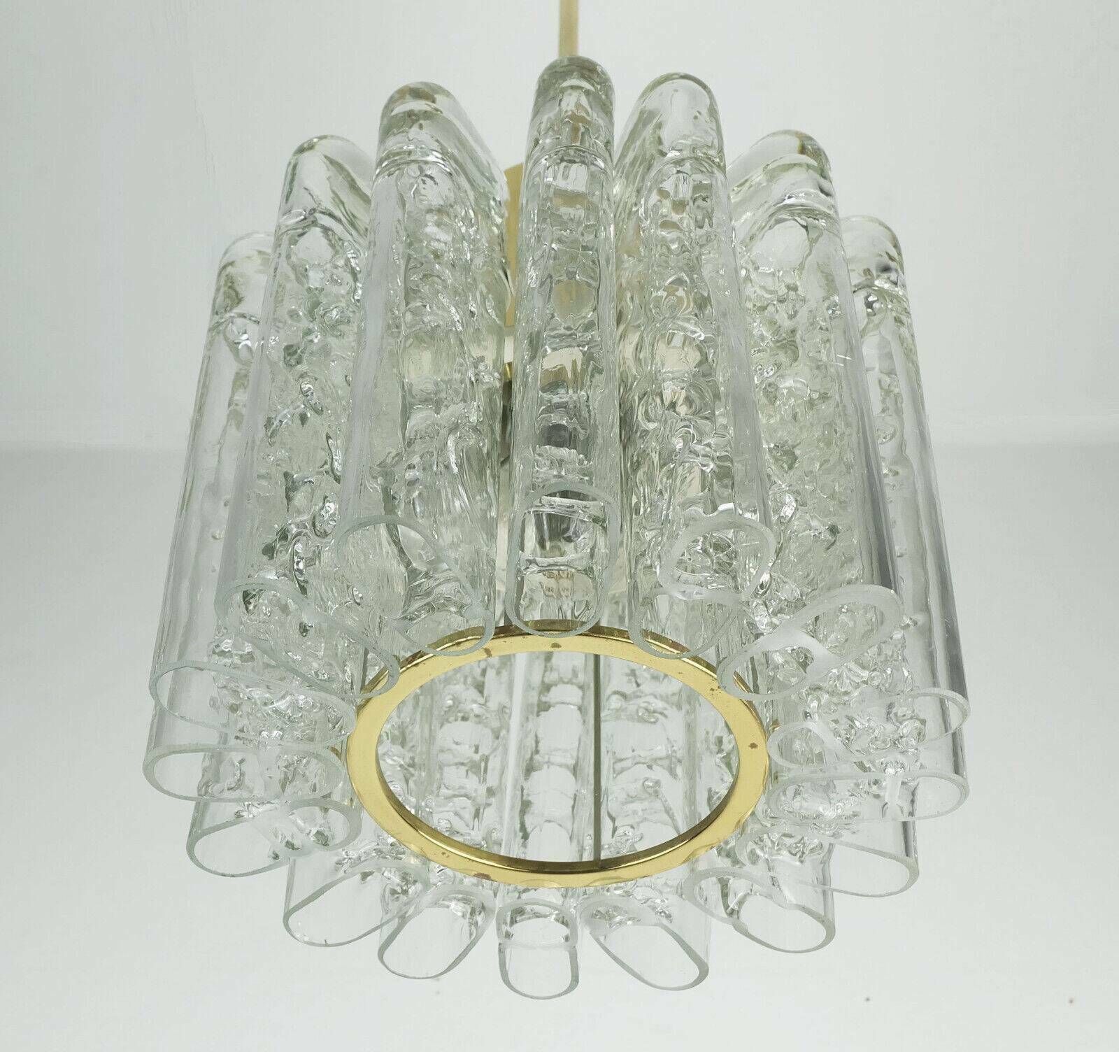 Vintage Light Doria Pendant Chandelier With 16 Glass Tubes 1960 photo Lighting