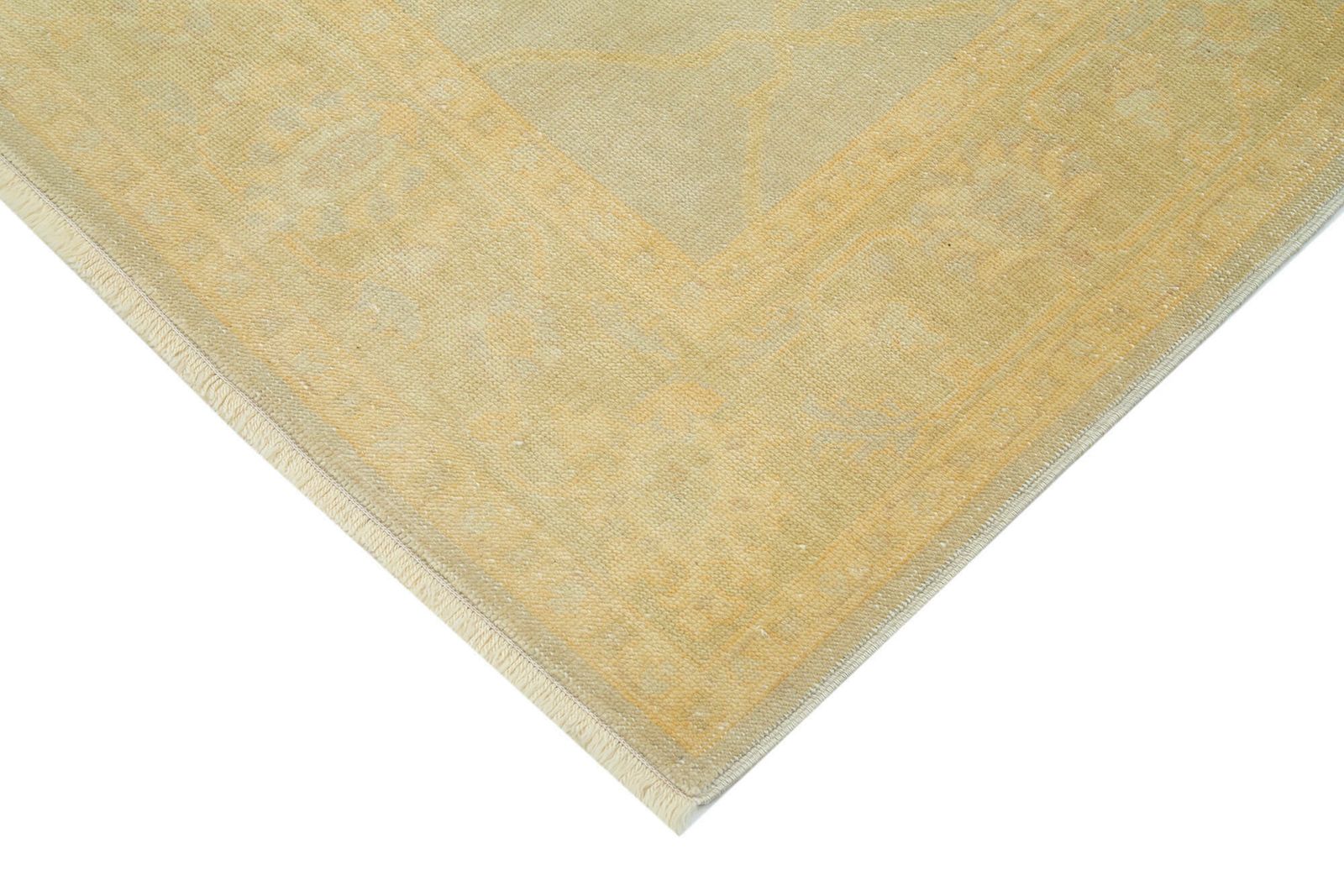 Hand Knotted Yellow Oriental Oushak Rug photo Textiles