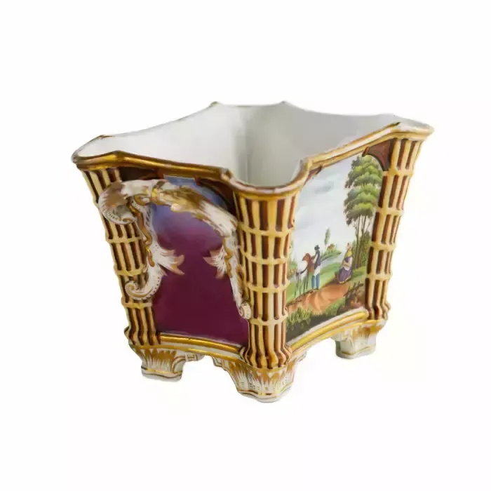 Porcelain Flowerpot From The Miklashevsky Factory. Russia Mid 19th Century.