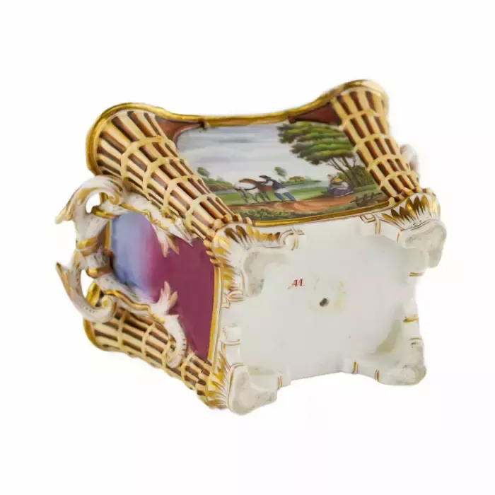 Porcelain Flowerpot From The Miklashevsky Factory. Russia Mid 19th Century. photo for sale