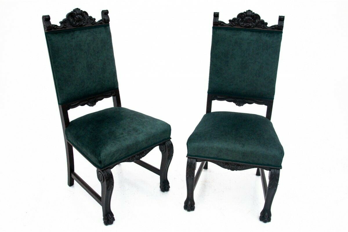 A Pair Of Antique Chairs On Lion's Paws, Western Europe, Circa 1920.