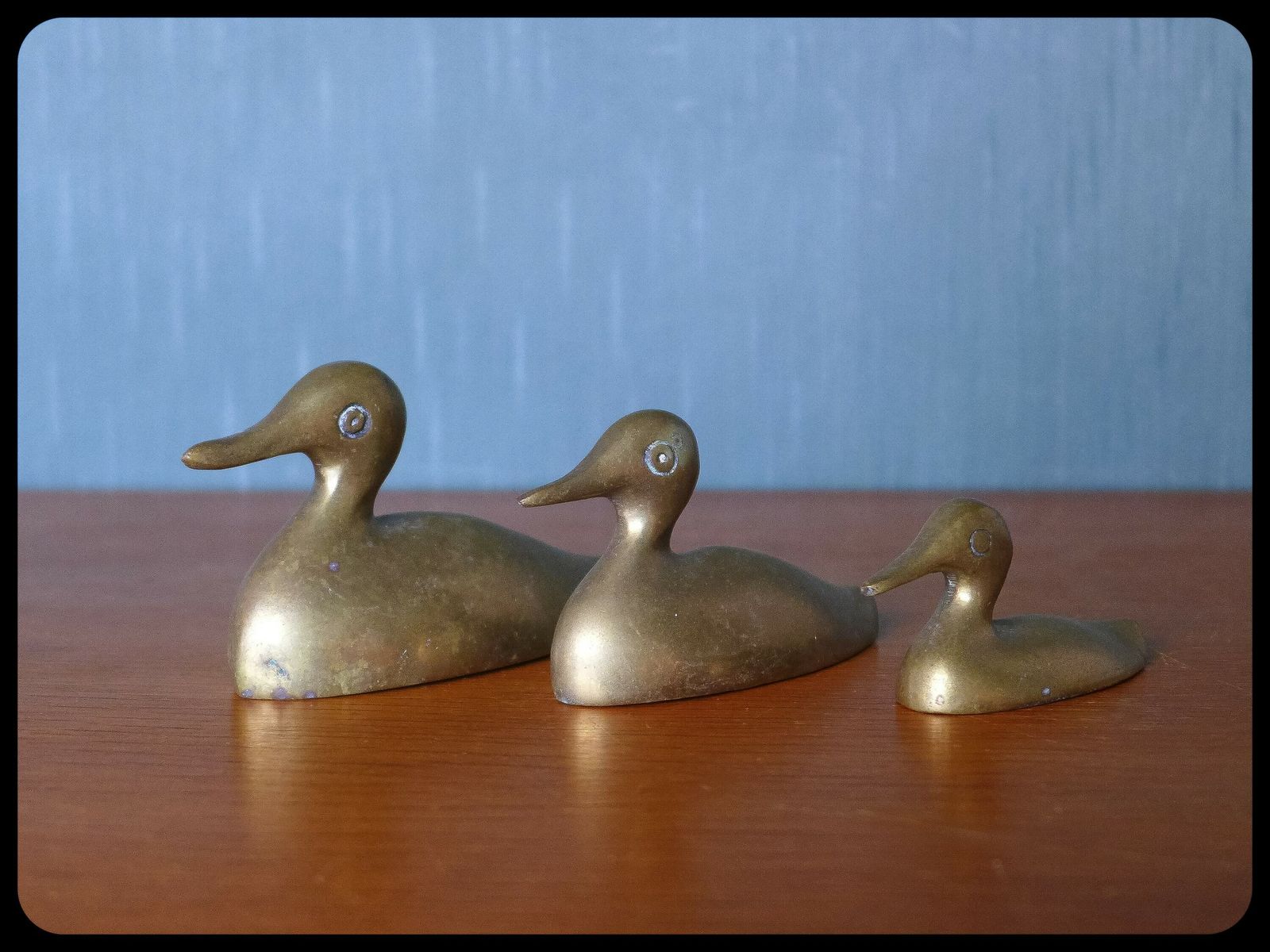 Brass Duck X 3, Duck Family, Brass Animal, Interior Decoration, Home Decor, Duck Brass, 70's