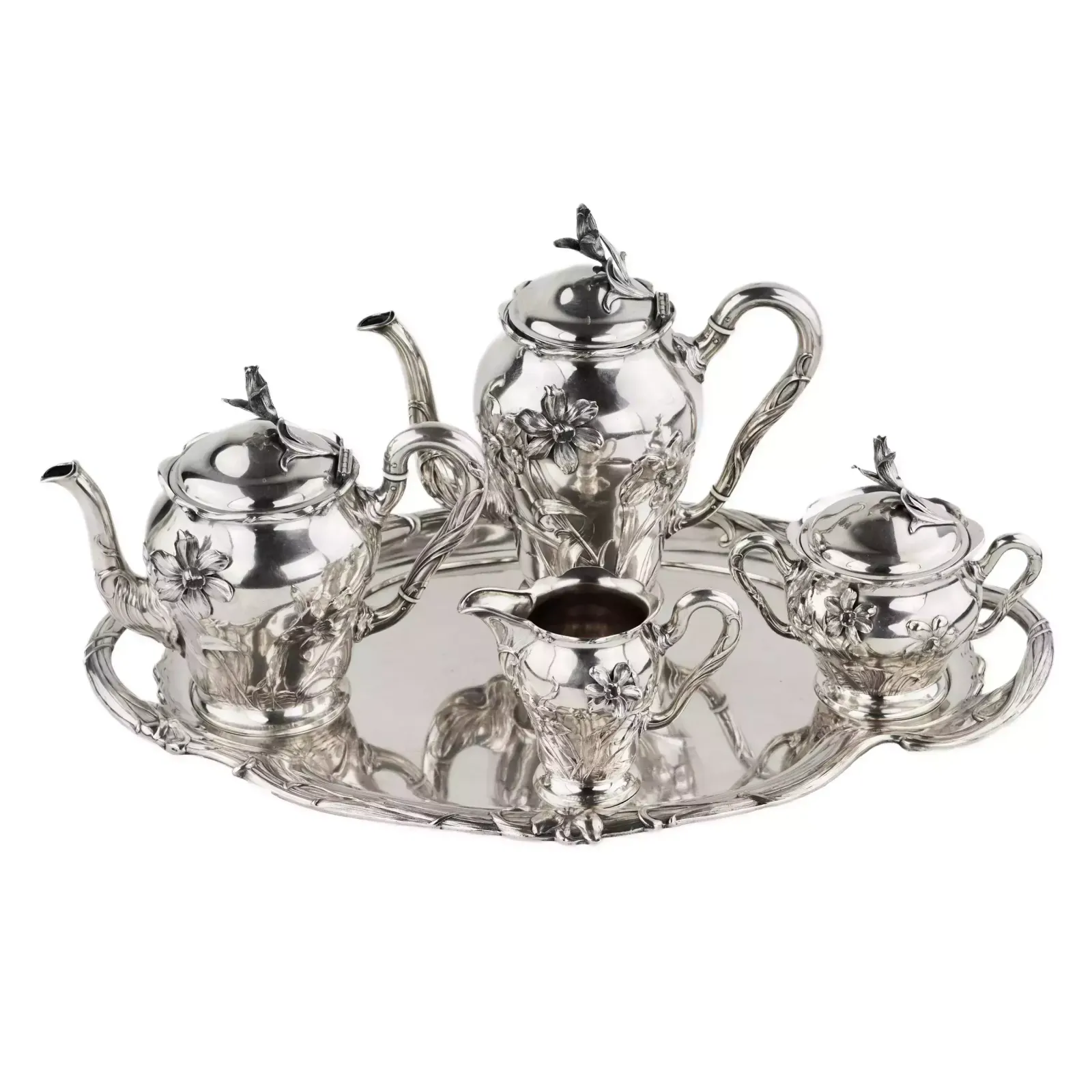 Silver Tea And Coffee Service In Art Nouveau Style. Bruckmann. After 1888. photo furniture