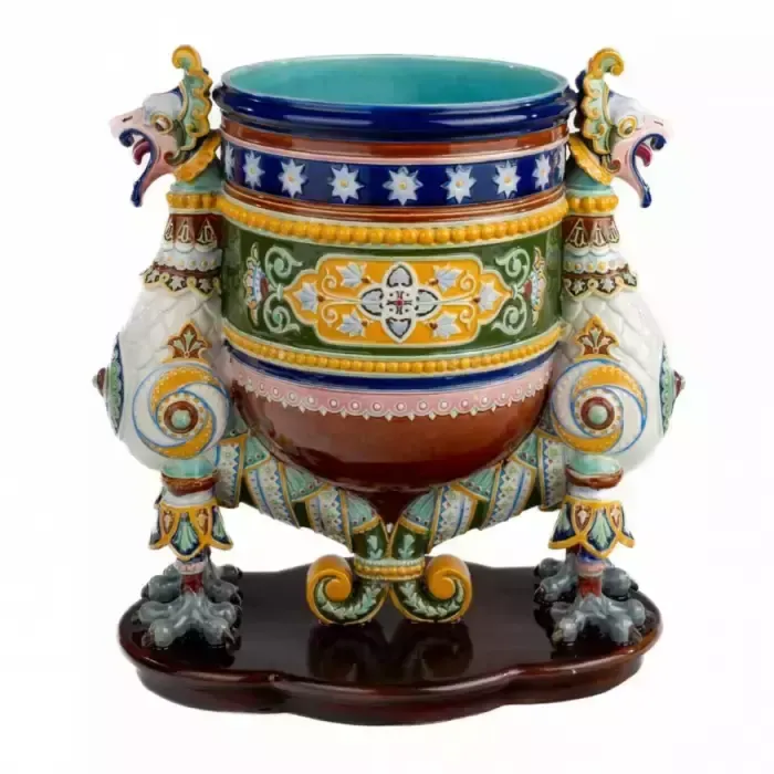 Vase In Neo Russian Style. Kuznetsovs Factory In Dulevo, 1890