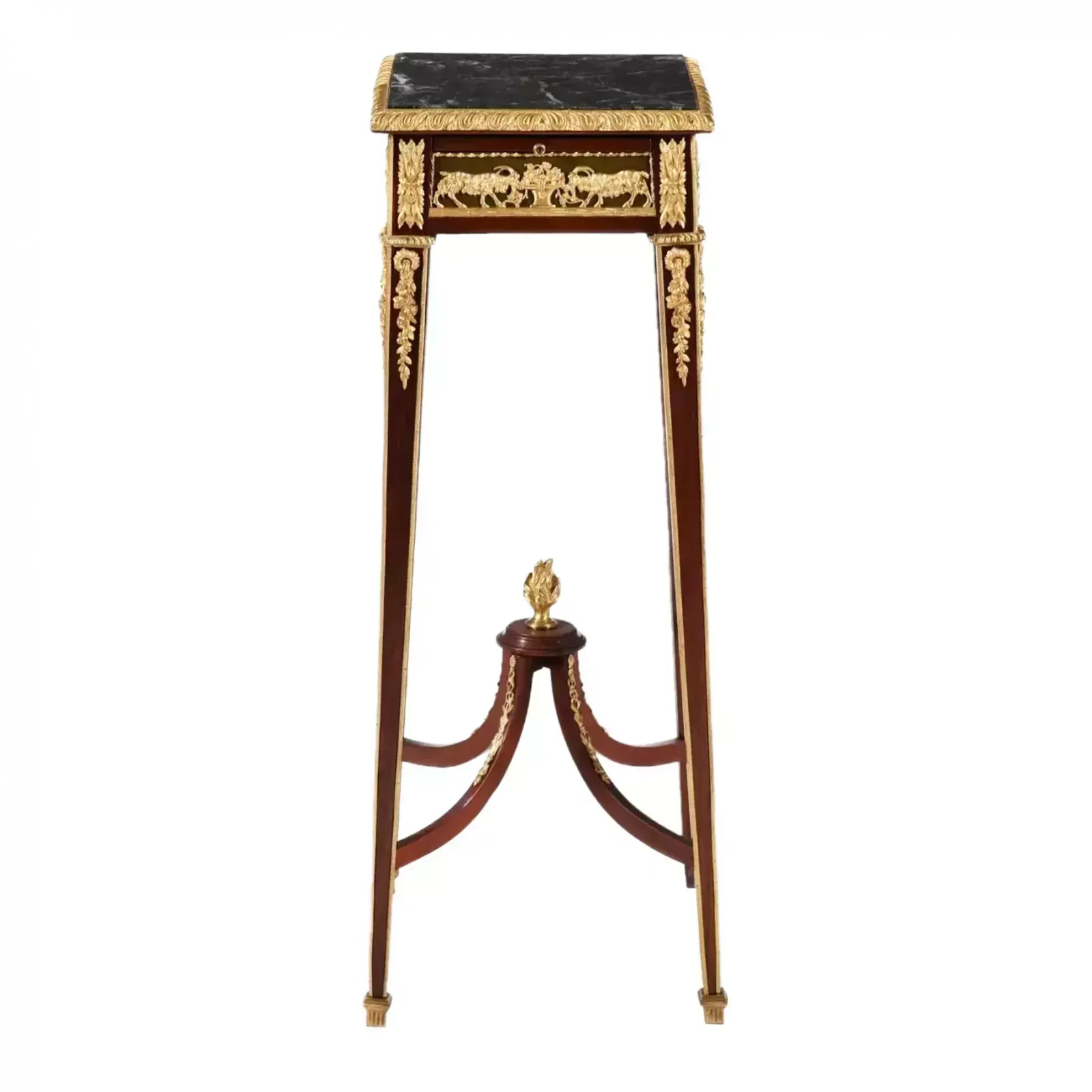 French Console In Mahogany And Gilded Bronze. In The Style Of Francois Linke.