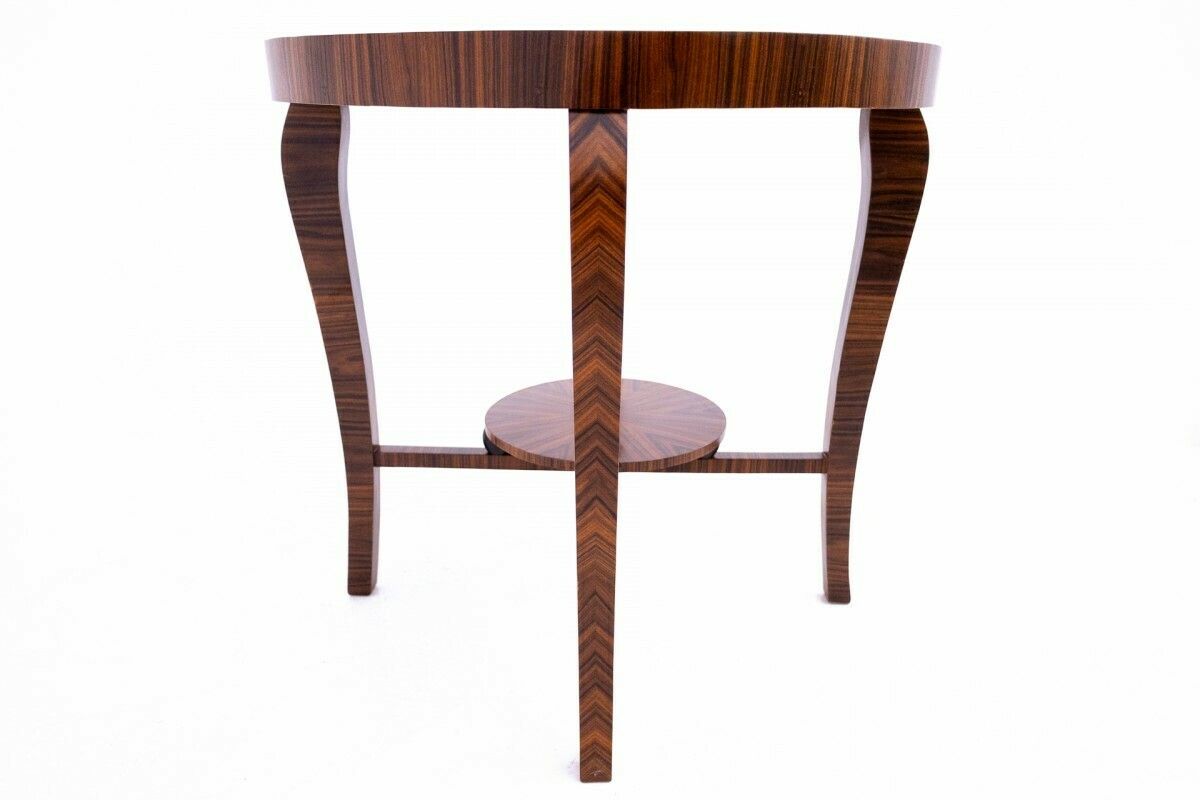 Round Art Deco Coffee Table, Poland, Mid 20th Century. After Renovation. photo vintage