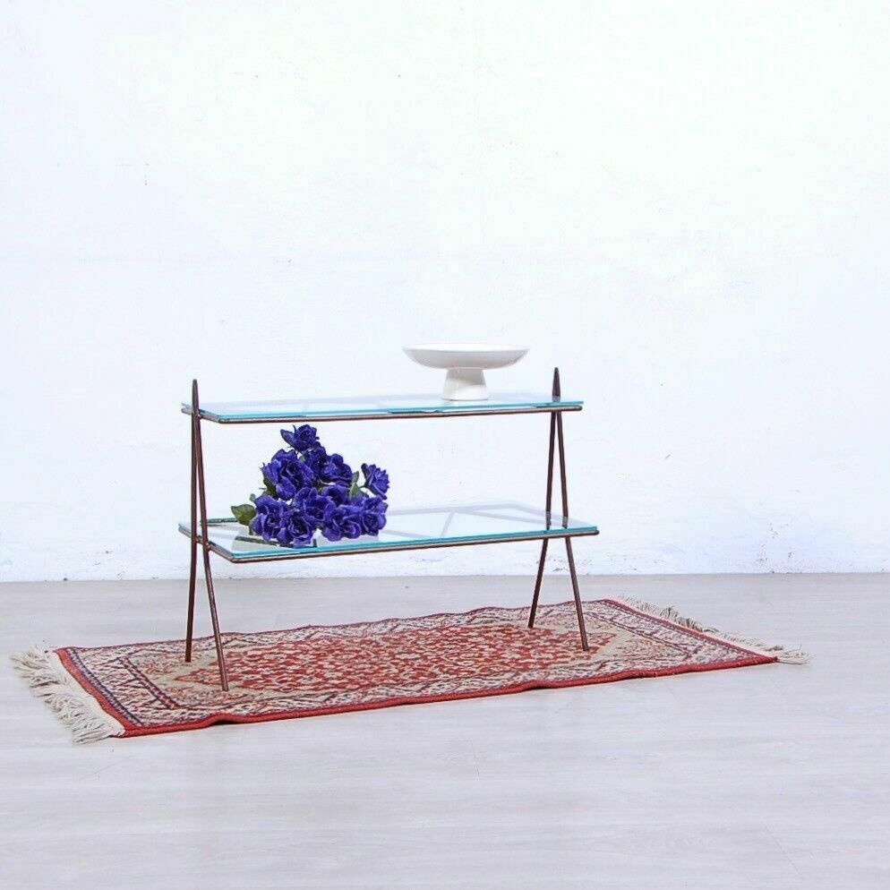 Vintage Coffee Table 1950s 60s Design Coffee Table In Iron With Double Glass Top photo furniture