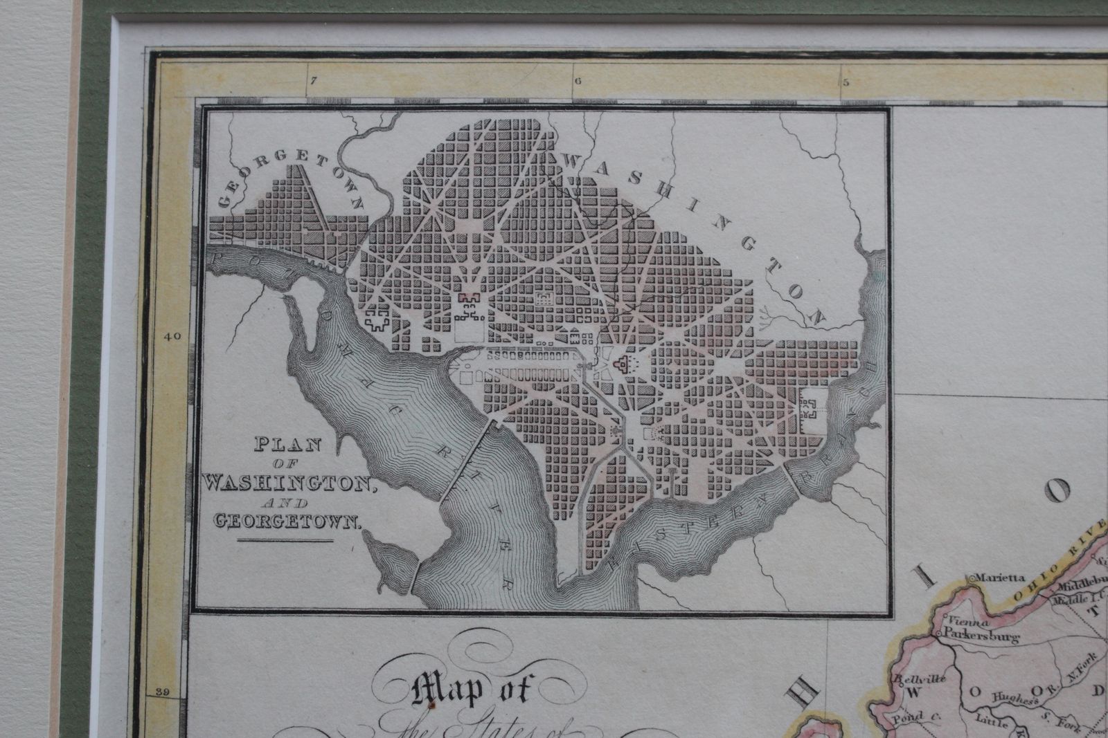 Scarce Early Hand Coloured Map Of Virginia And Maryland C1831 photo for sale