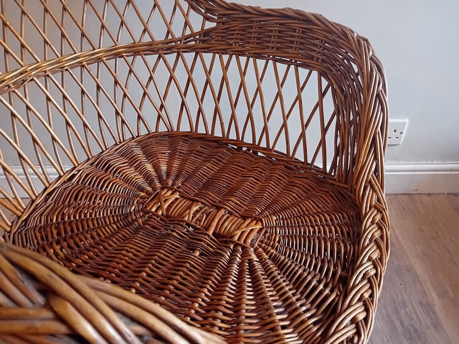 photo furniture Super 1970's Cane/Rattan Boho Chic Mid Century Armchair/ Bucket/ Lounge Chair