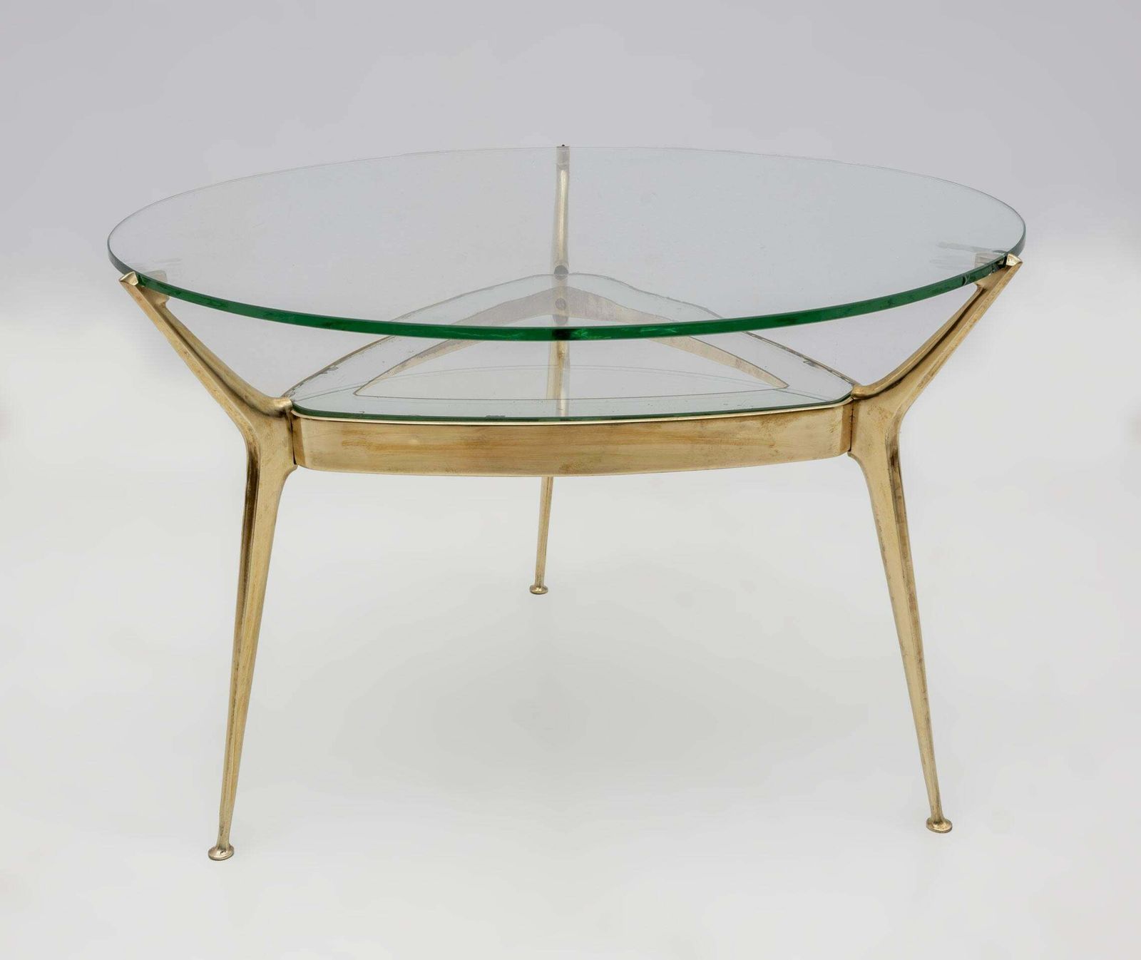 Cesare Lacca Italian Bronze And Glass Coffee Table By Fontana Arte, 1950s photo for sale