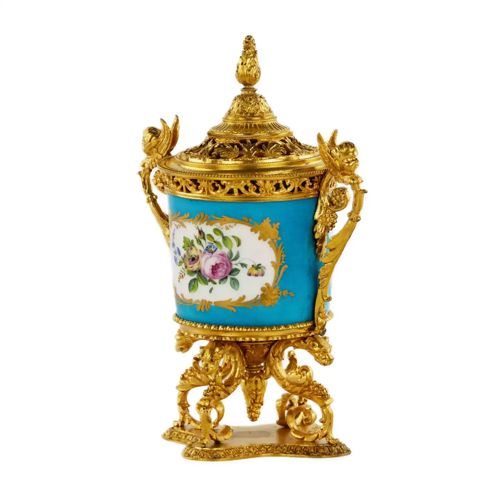 Bronze Gilded Aroma Box With Porcelain Inlay In The Sevres Style. The End Of The 19th Century photo Home Decor