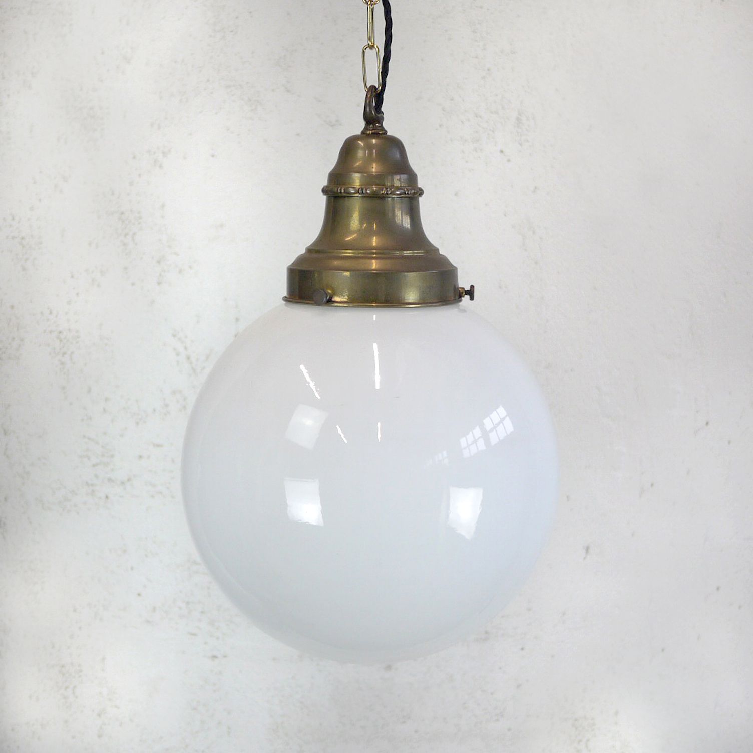 Ex Large Vintage Opaline Milk Glass Globe School Pendant Light Shade