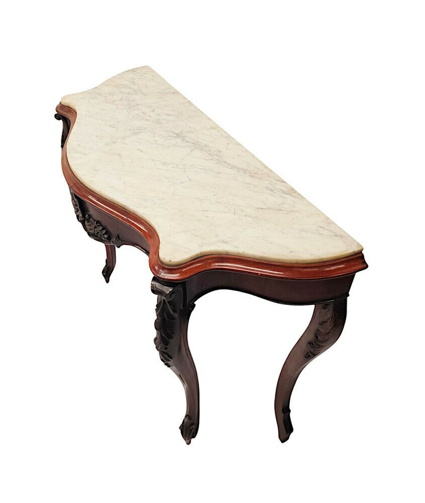 A Very Rare Pair Of 19th Century Marble Top Console Tables photo vinterior