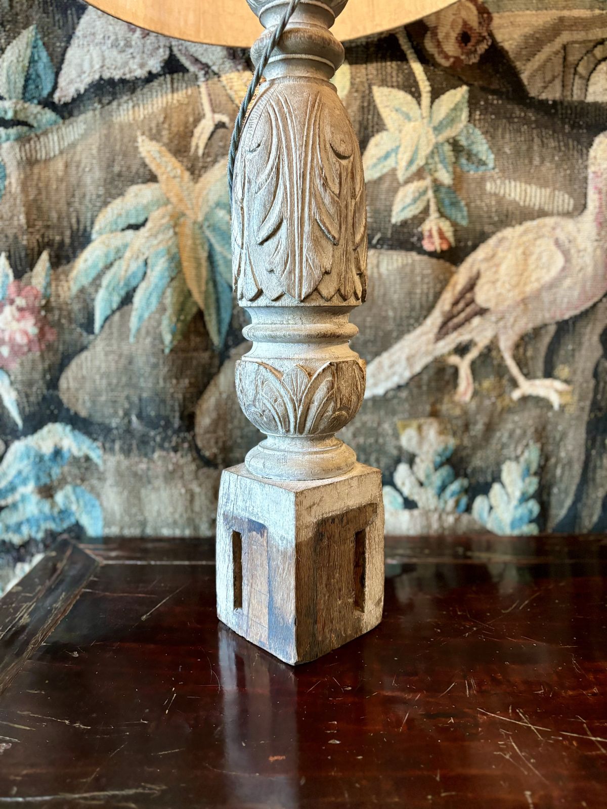 photo furniture Pair Of Carved Oak Lamp Bases