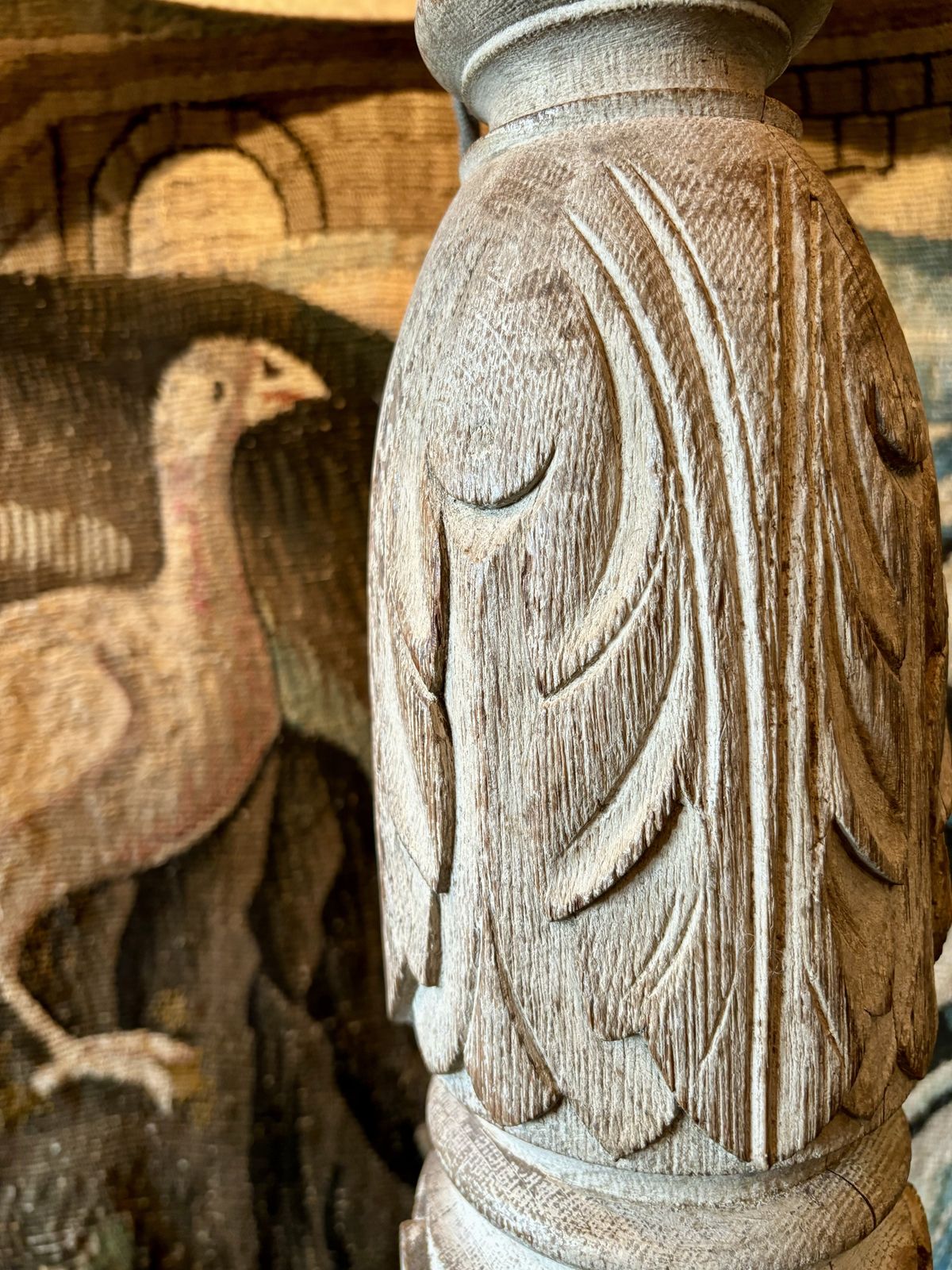 photo for sale Pair Of Carved Oak Lamp Bases