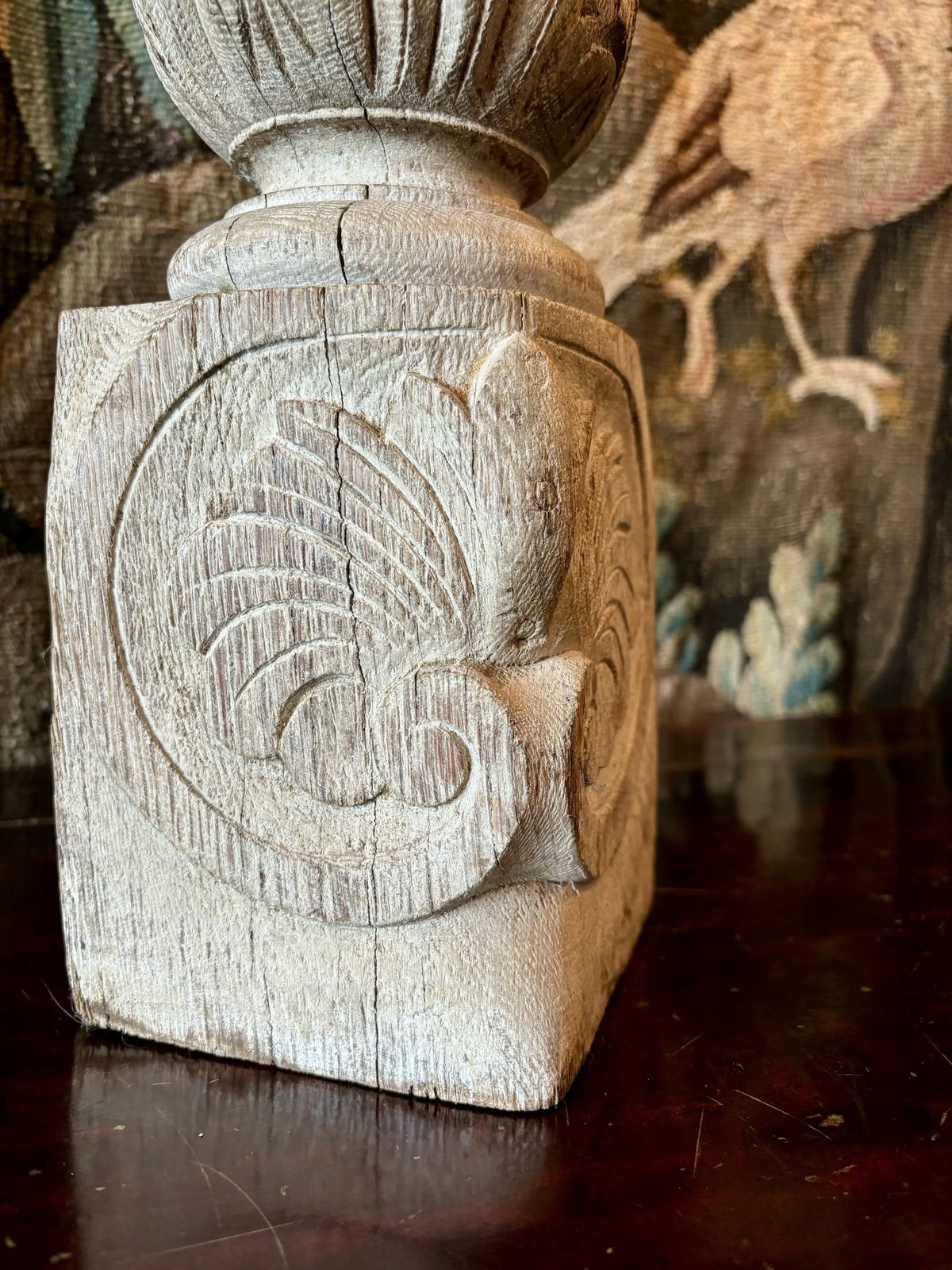 Lighting Pair Of Carved Oak Lamp Bases photo