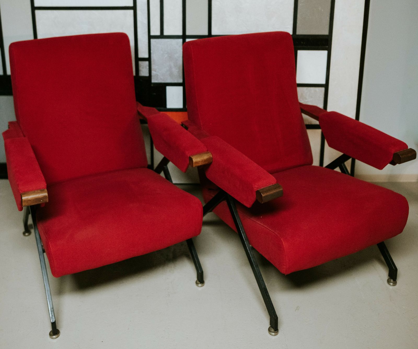 Set Of 2 Reclining Armchairs In Alcantara, Italy, 1960s