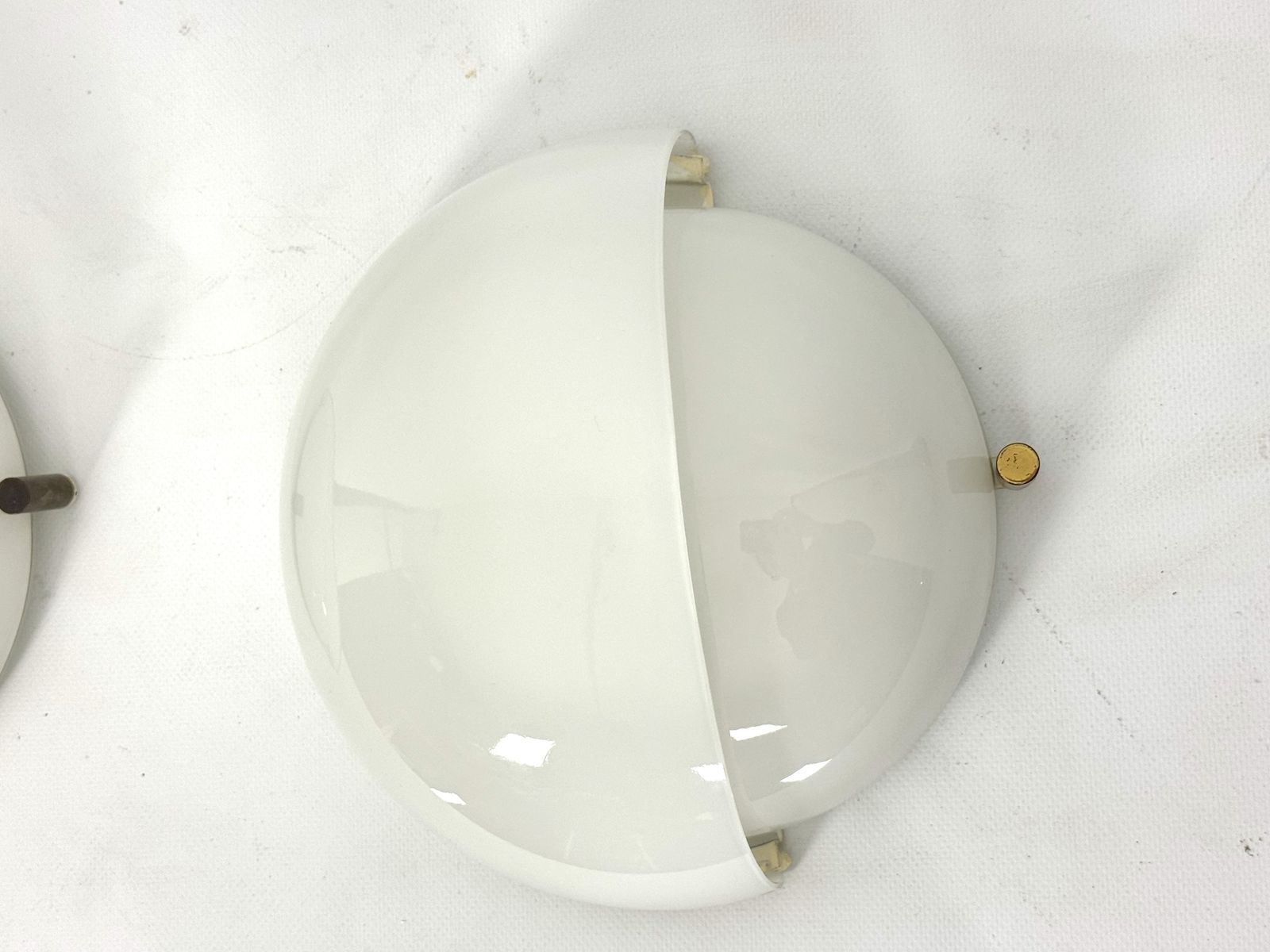 Rare Set Of Two Glass And Brass Mania Sconces By Vico Magistretti For Artemide. Italy 1960s photo Lighting
