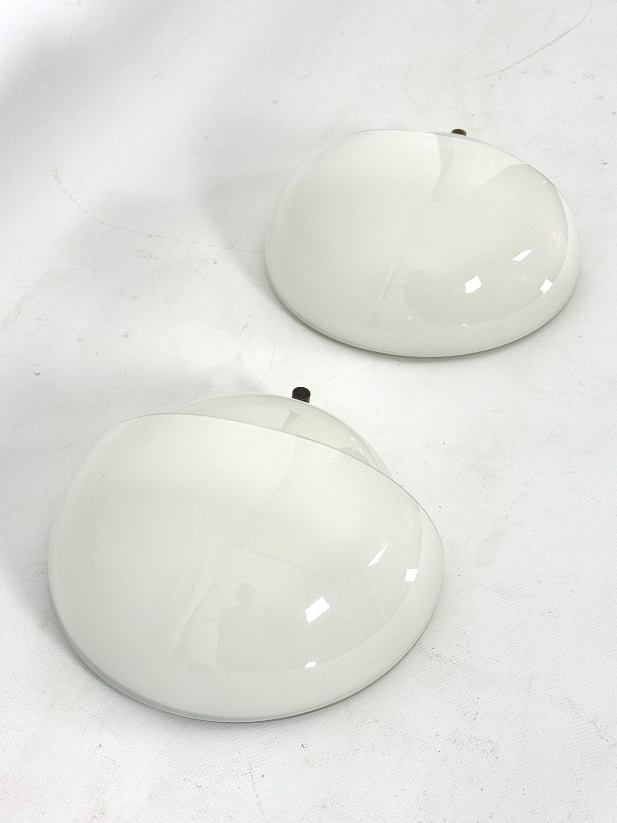 Rare Set Of Two Glass And Brass Mania Sconces By Vico Magistretti For Artemide. Italy 1960s photo vintage
