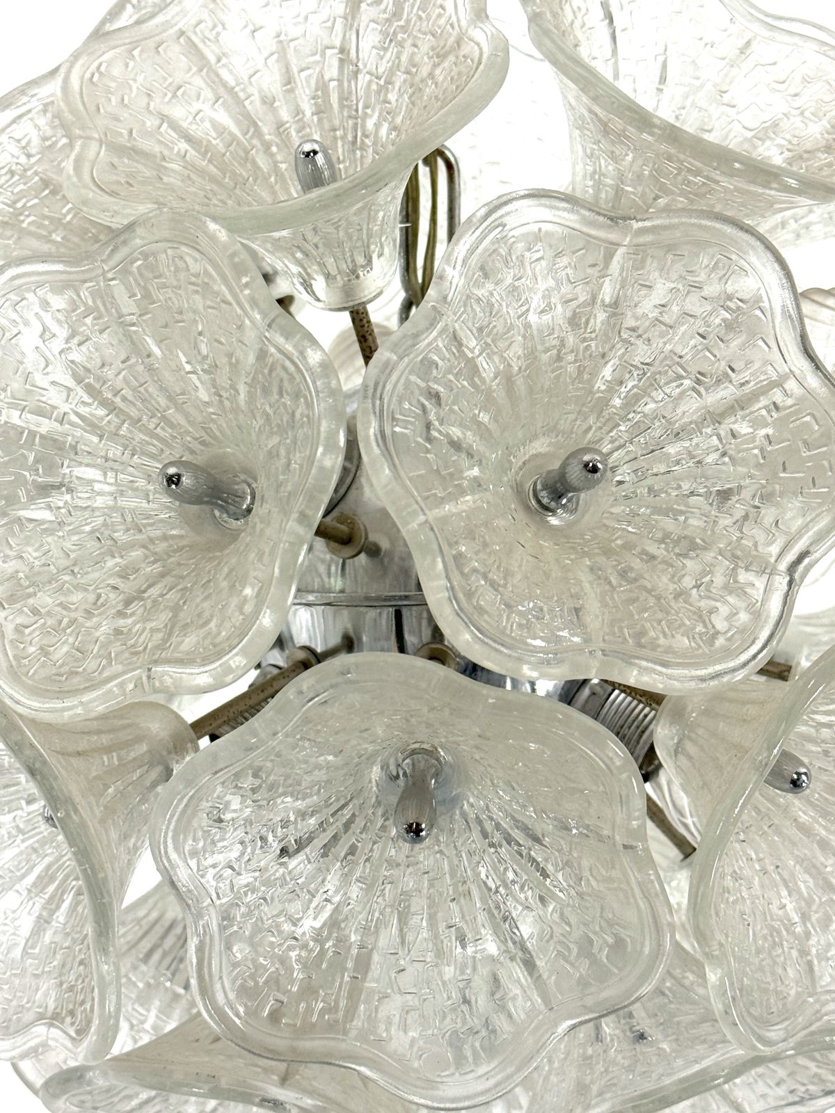 photo for sale Italian Murano Flower Glass And Chrome Sputnik In Venini Style. 1970s