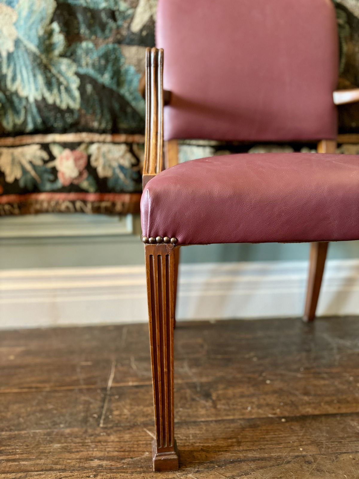 Burgundy Leather Antique Office Chair photo for sale
