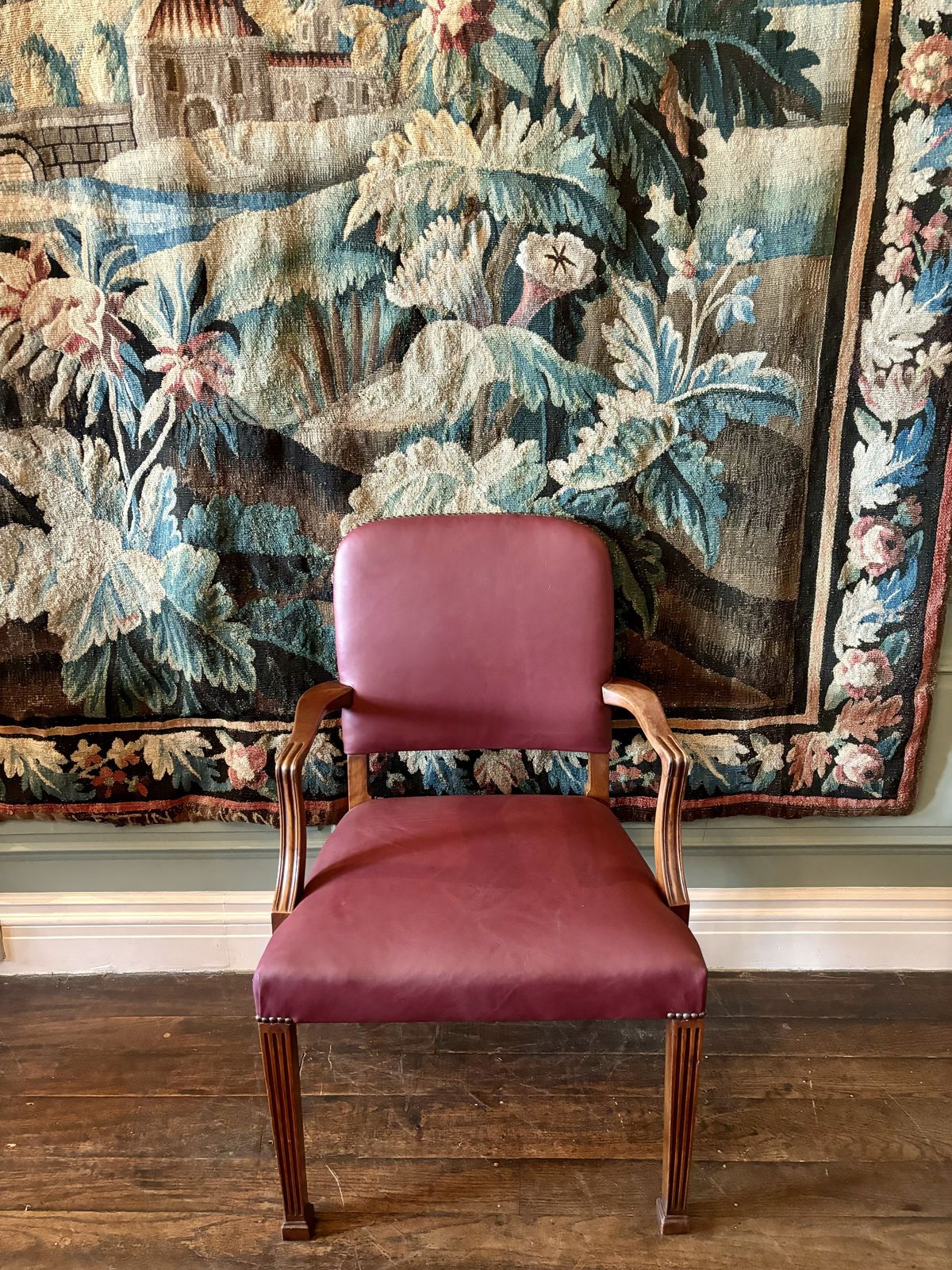 Burgundy Leather Antique Office Chair photo 450.0