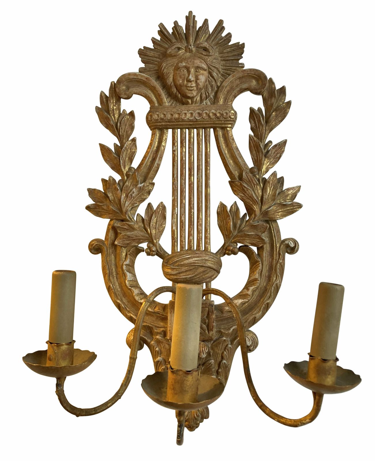 A Large Pair Of French Giltwood Lire Shaped Sconces photo furniture