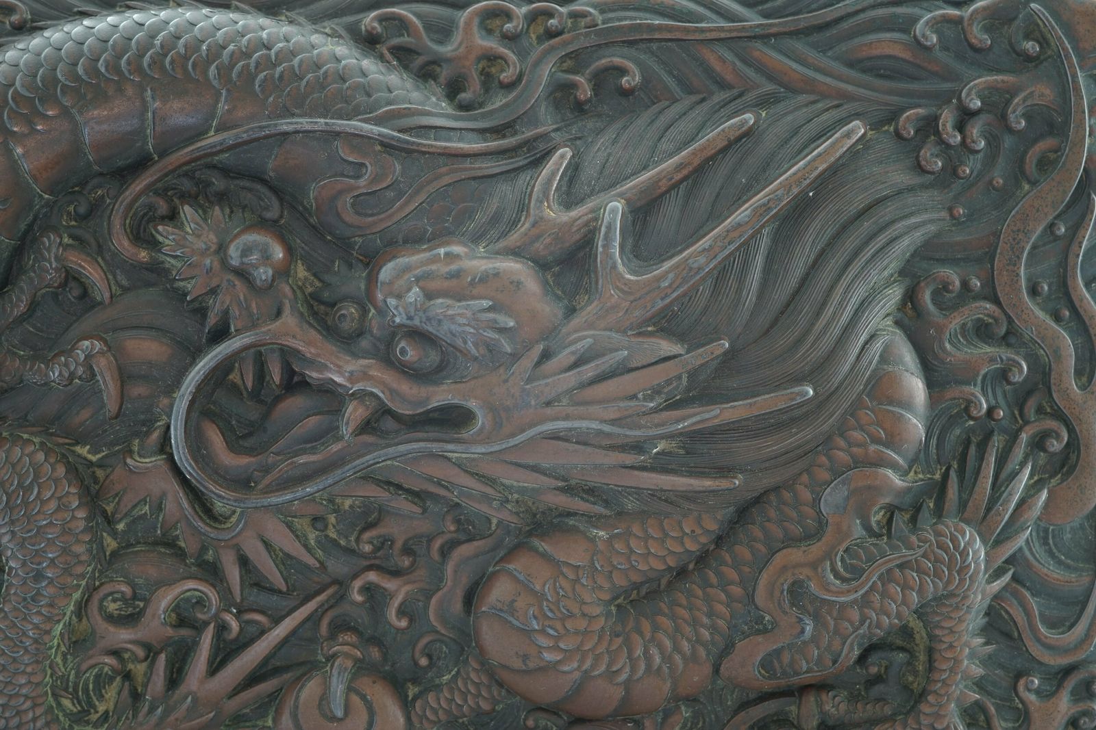 Exceptional Meiji Period Japanese Bronze Box With Dragon Motif photo vintage